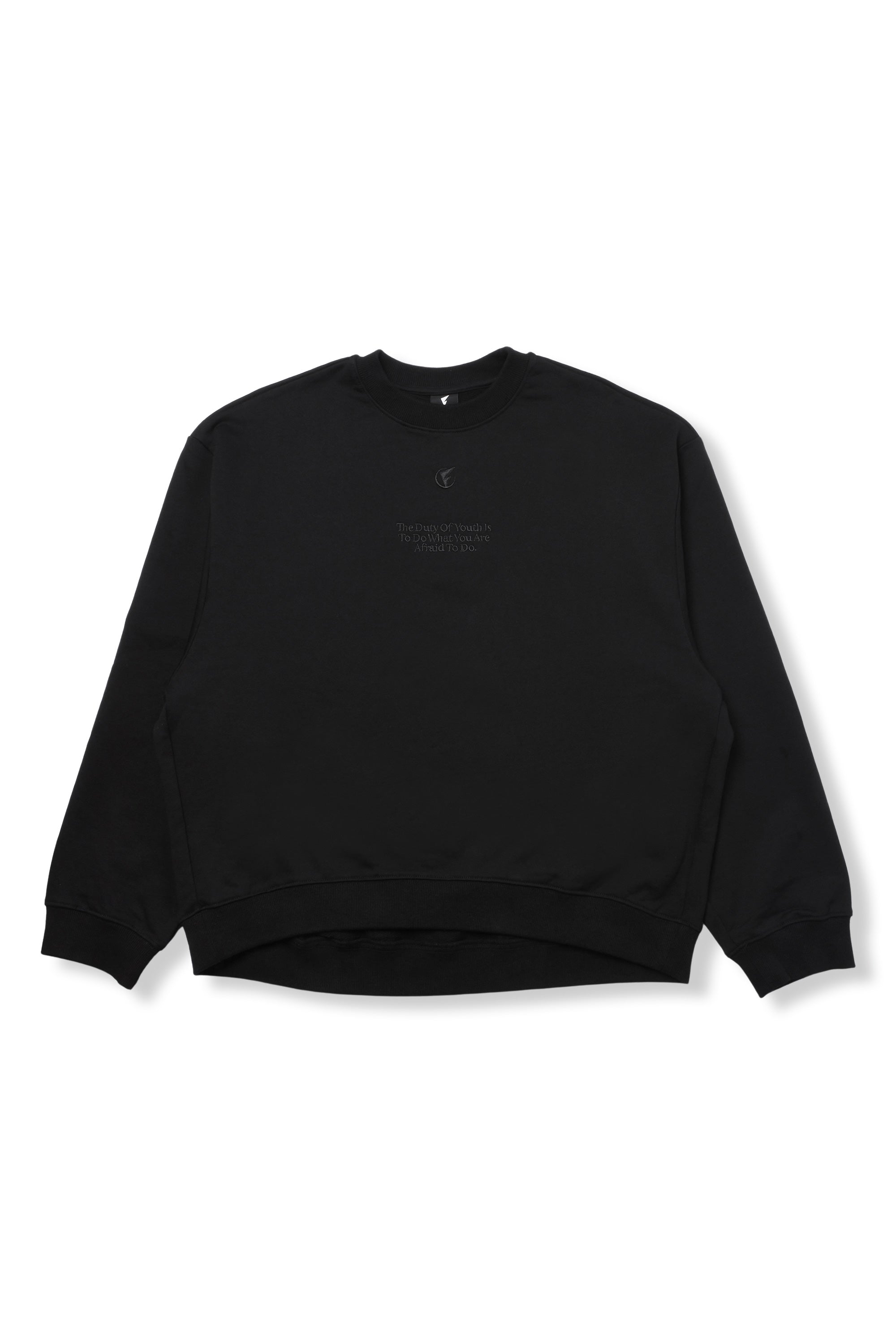 BLACK SLOGAN EMBROIDERY COCOON SWEAT FENNEL OFFICIAL EC STORE