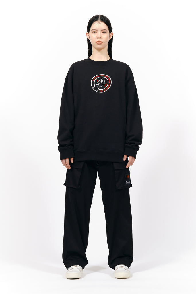 EMBROIDERY SWEAT SHIRT/BLACK