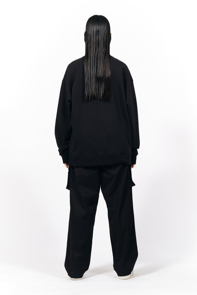 EMBROIDERY SWEAT SHIRT/BLACK