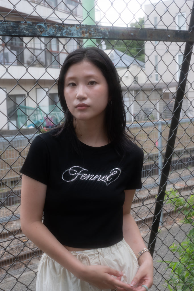FENNEL RHINE STONE T-SHIRT BLACK