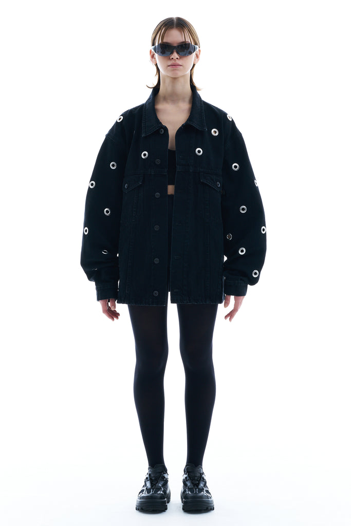 EYELET DENIM JACKET