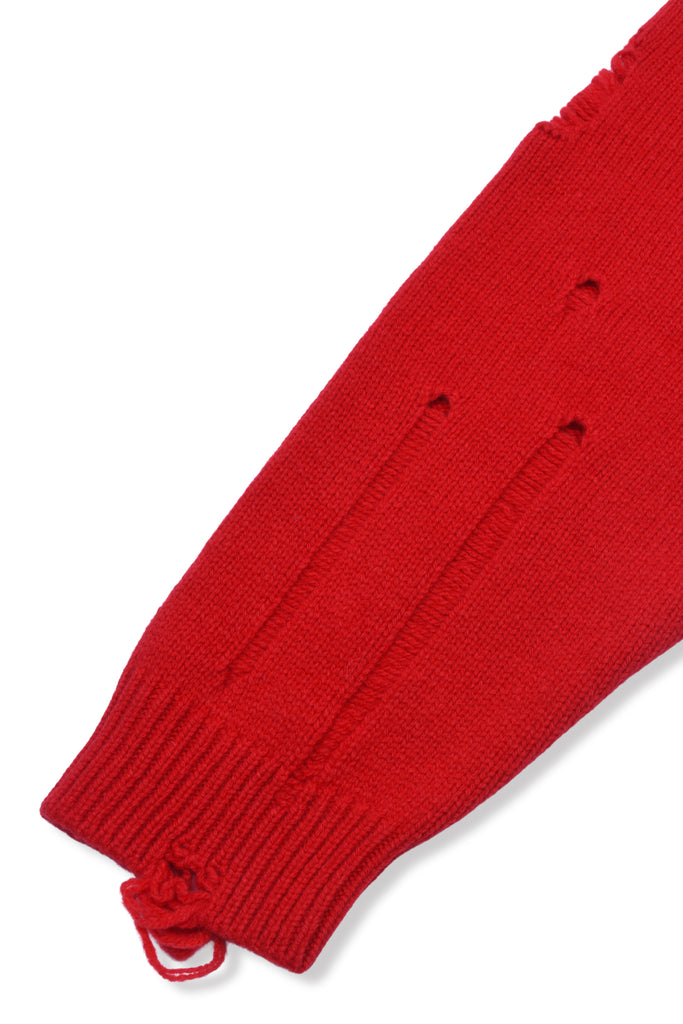 DAMAGED KNIT SWEATER / RED