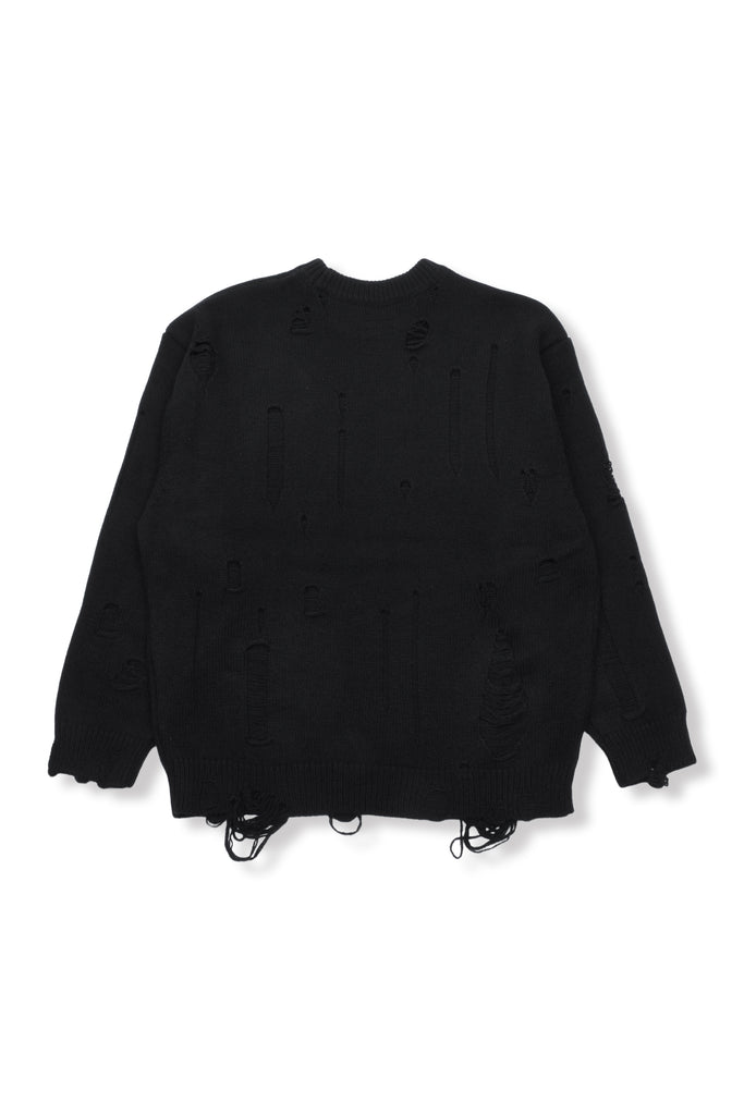 DAMAGED KNIT SWEATER / BLACK