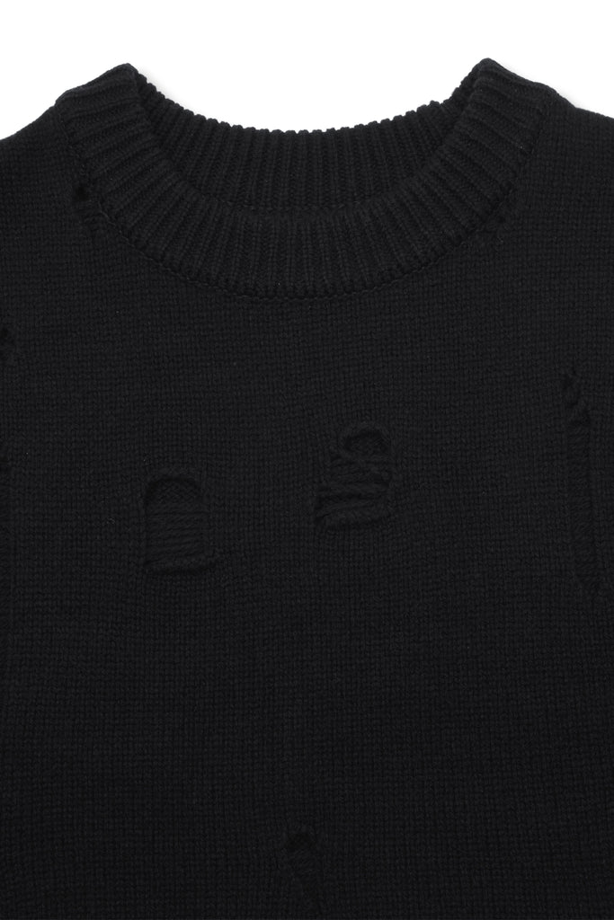 DAMAGED KNIT SWEATER / BLACK