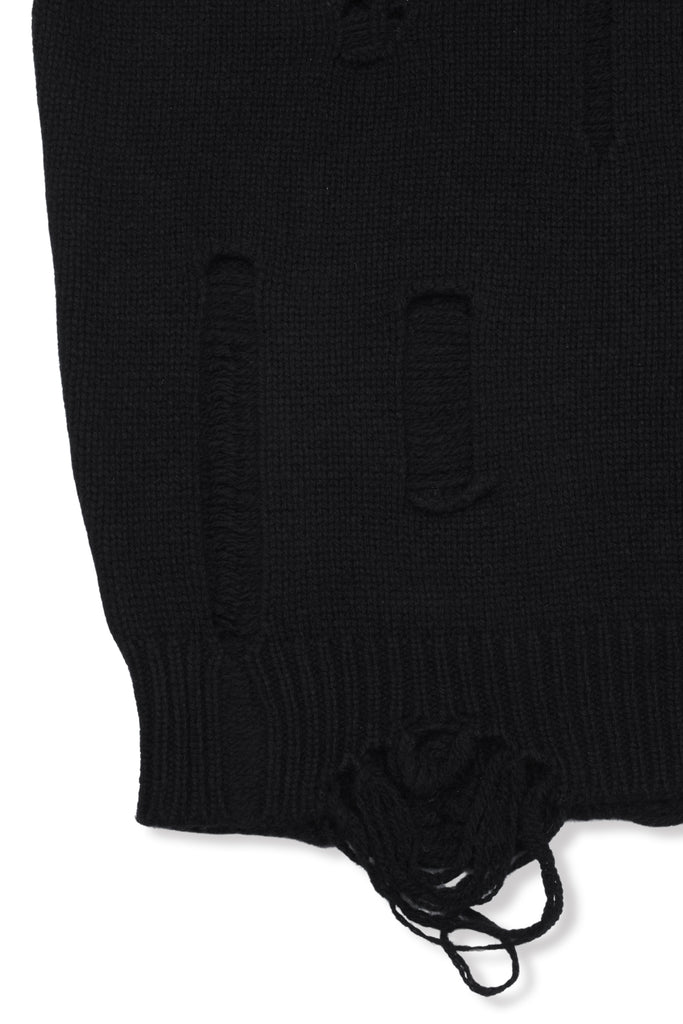 DAMAGED KNIT SWEATER / BLACK