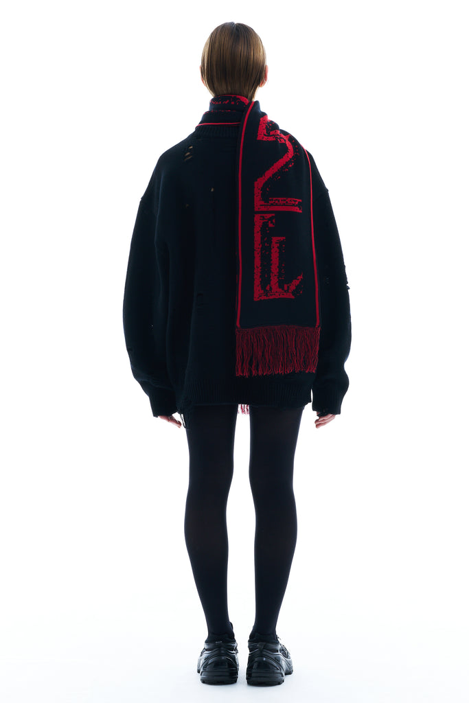 JACQUARD SCARF / RED