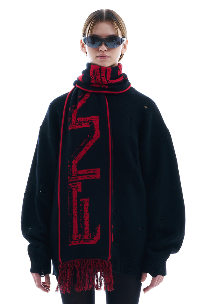 JACQUARD SCARF / RED