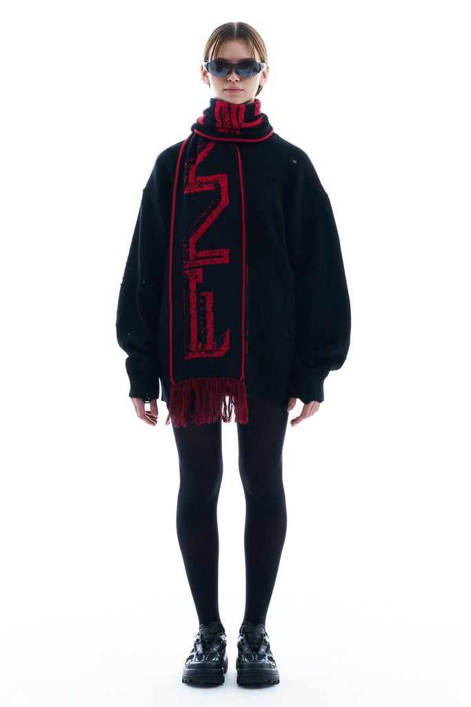 JACQUARD SCARF / RED