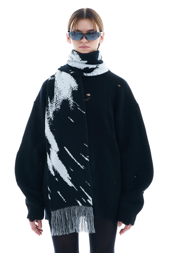 JACQUARD SCARF / BLACK