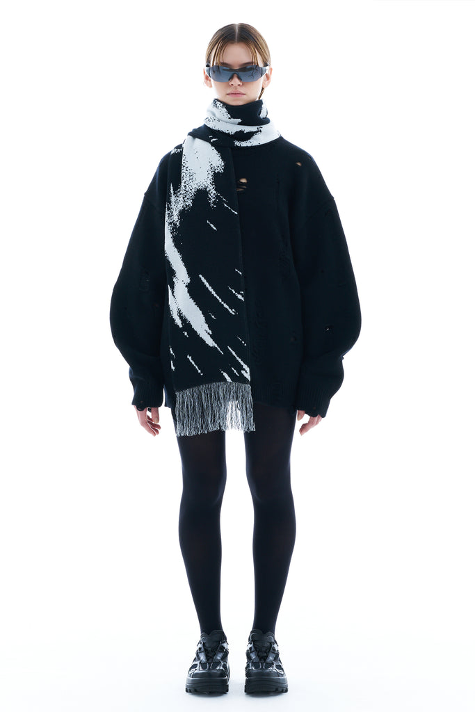 JACQUARD SCARF / BLACK