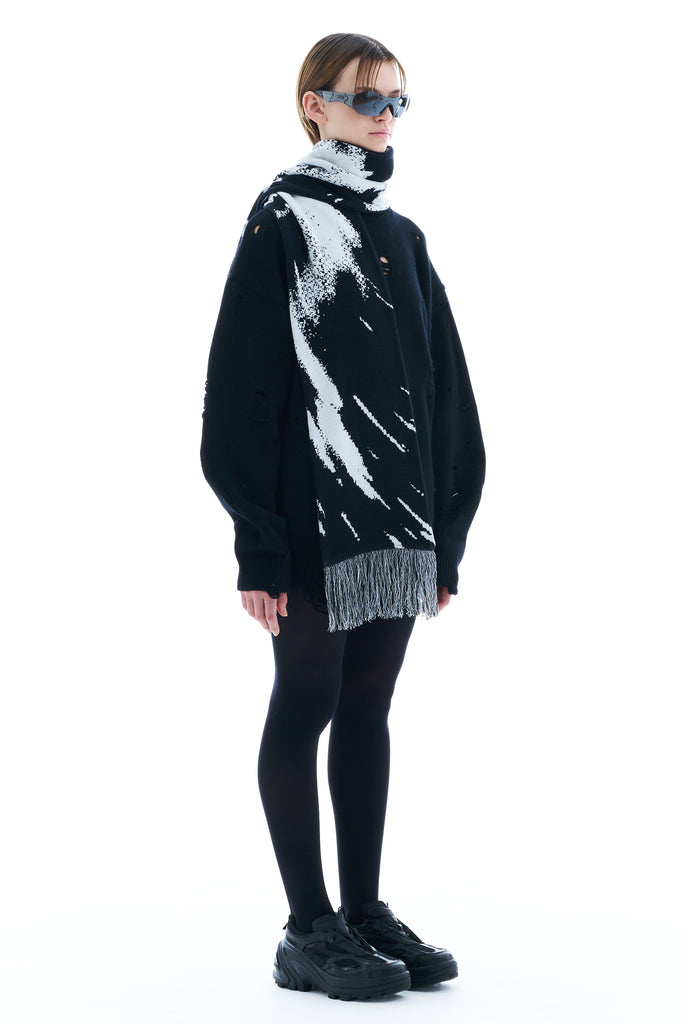 JACQUARD SCARF / BLACK