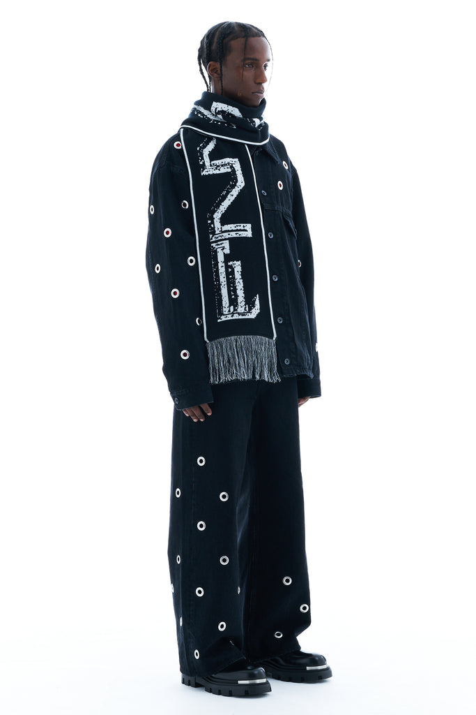 JACQUARD SCARF / BLACK