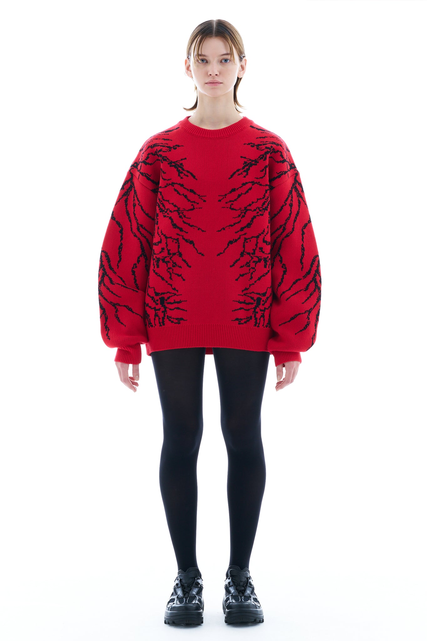 VFX JACQUARD KNIT SWEATER / RED
