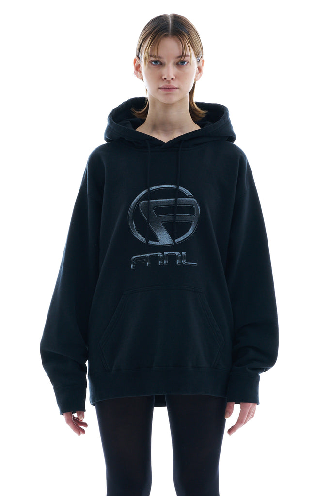 OVERSIZED PRINTED HOODIE / BLACK