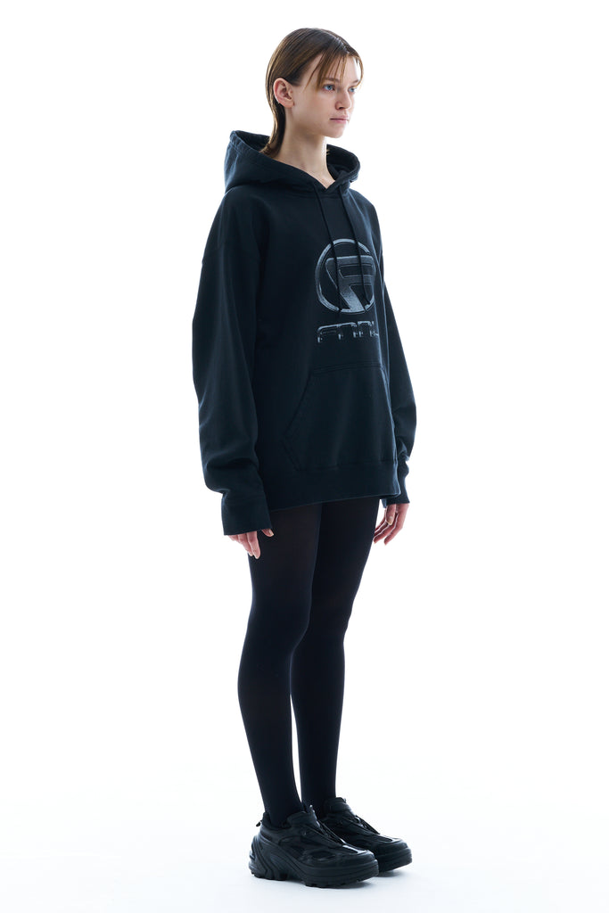 OVERSIZED PRINTED HOODIE / BLACK