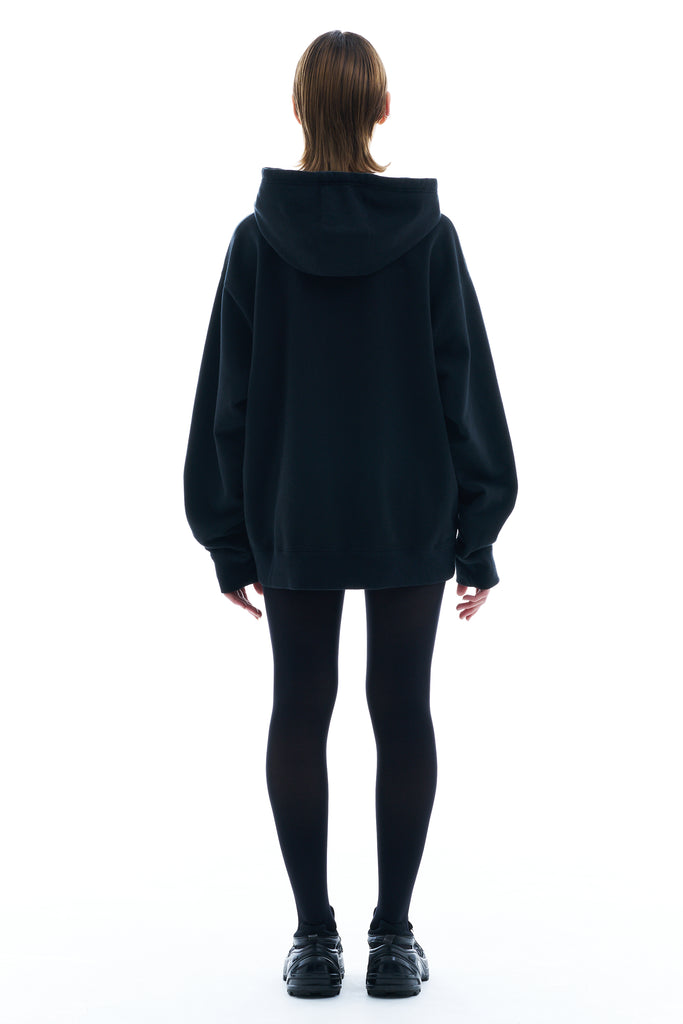 OVERSIZED PRINTED HOODIE / BLACK