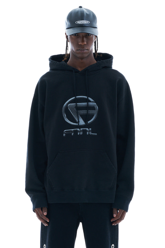 OVERSIZED PRINTED HOODIE / BLACK