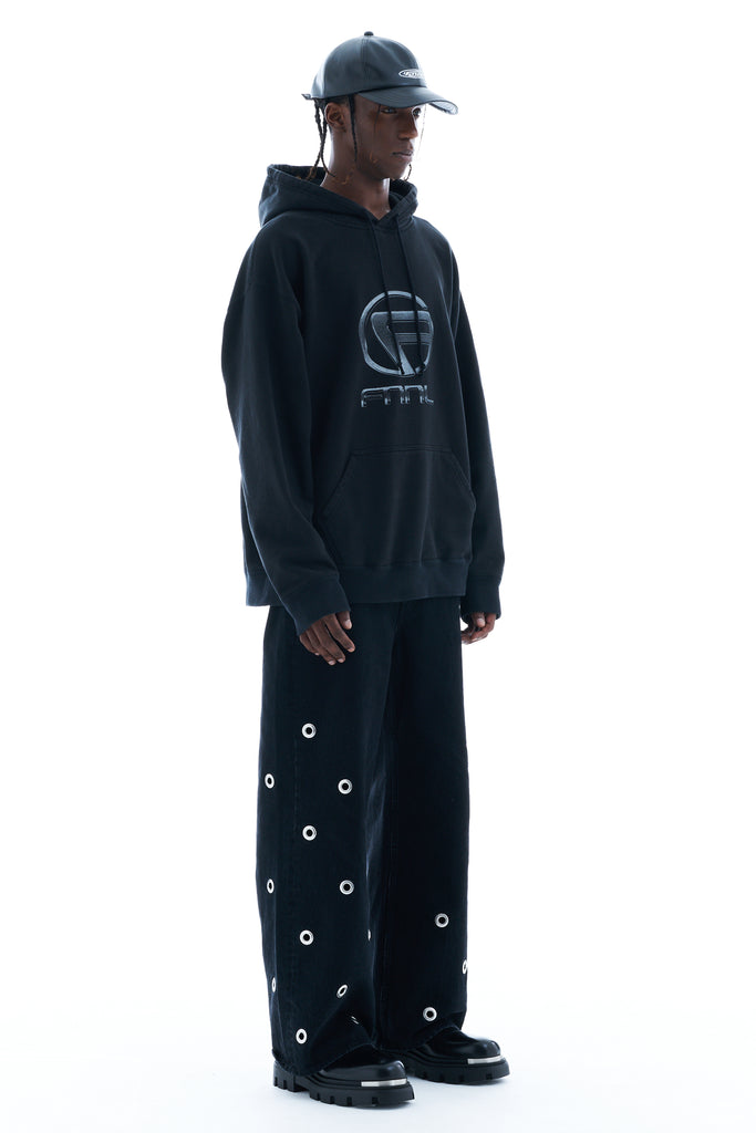OVERSIZED PRINTED HOODIE / BLACK