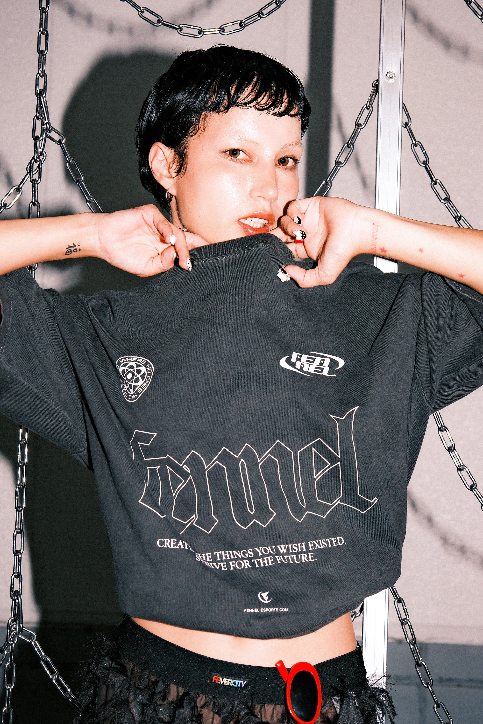 FENNEL LOGO SLOGAN OVERSIZED T-SHIRT – FENNEL OFFICIAL EC STORE