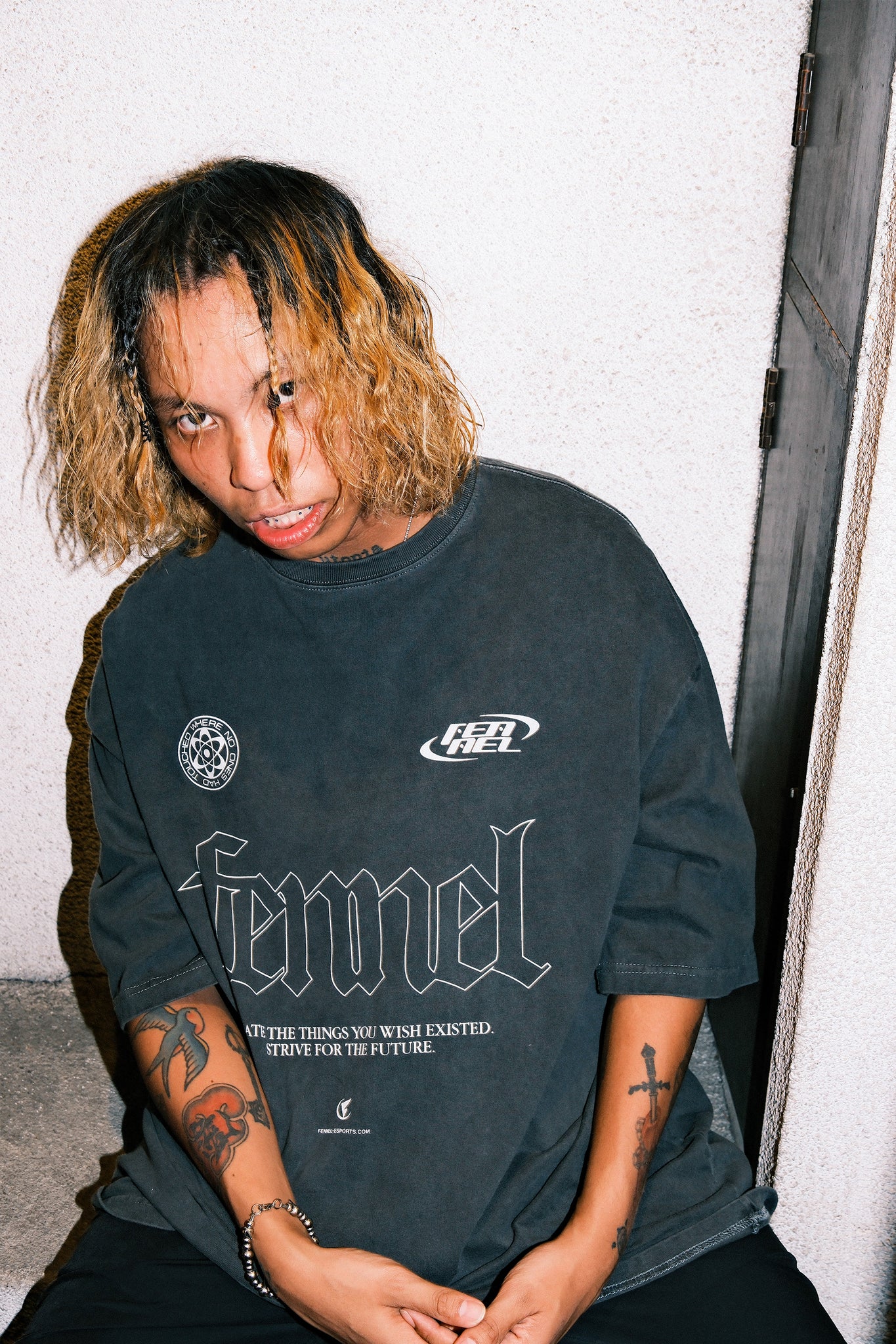 FENNEL LOGO SLOGAN OVERSIZED T-SHIRT