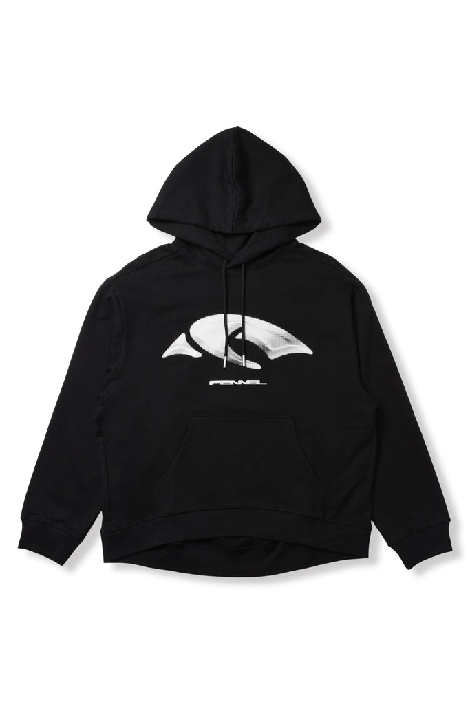FENNEL LOGO COCOON HOODIE BLACK