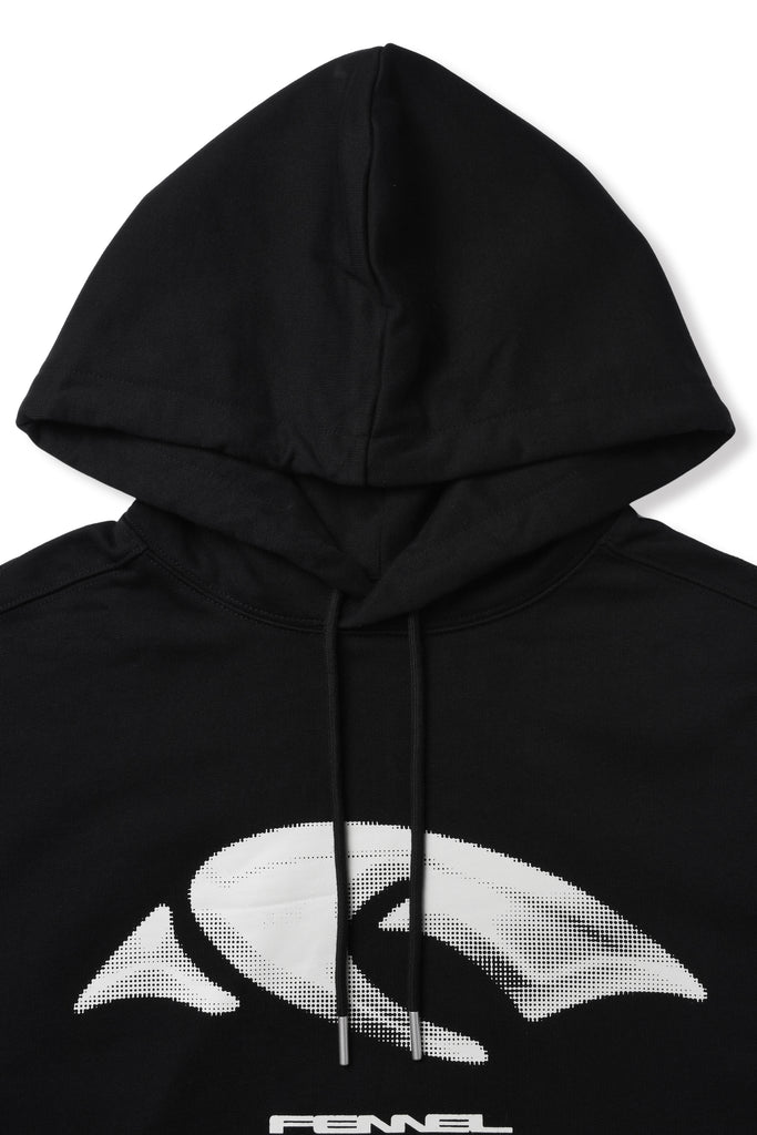 FENNEL LOGO COCOON HOODIE BLACK