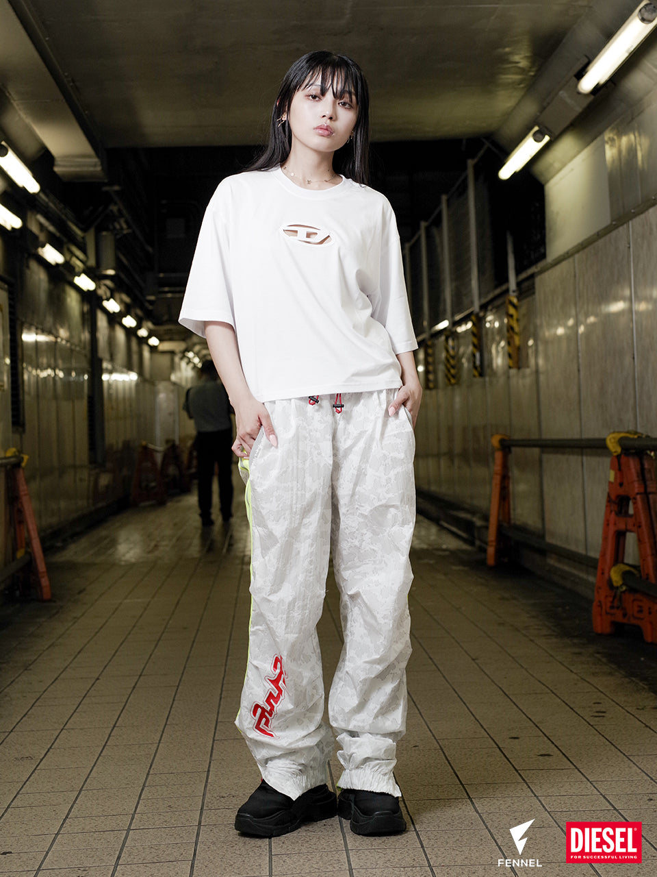 DIESEL × FENNEL TRACK PANTS WITH PIXELATED PRINT