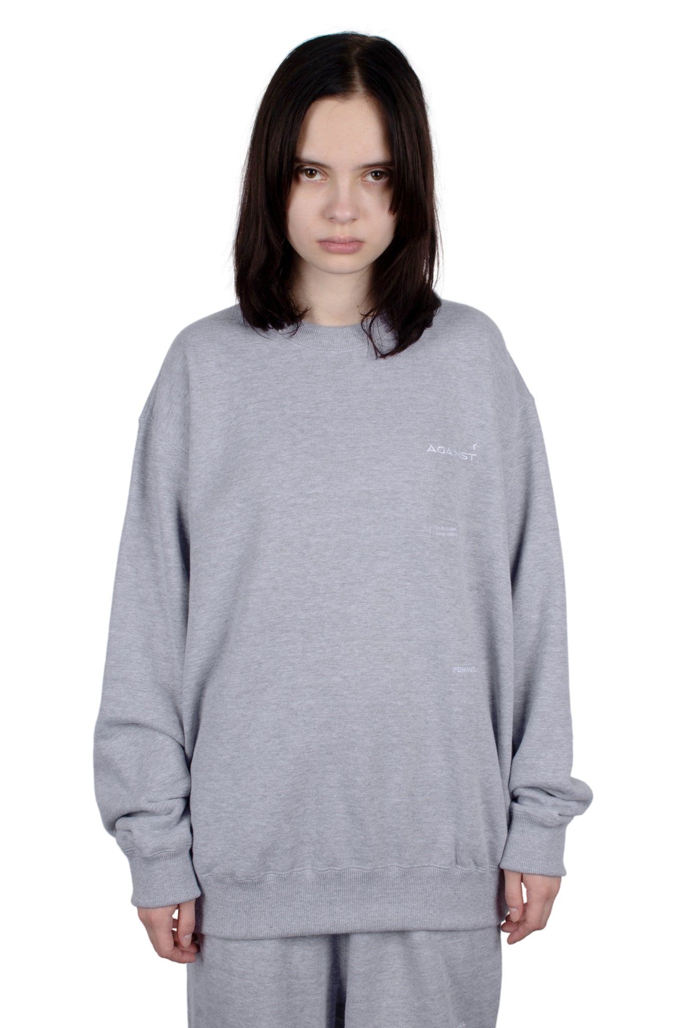 FENNEL EMBROIDERY SWEAT TOPS GREY