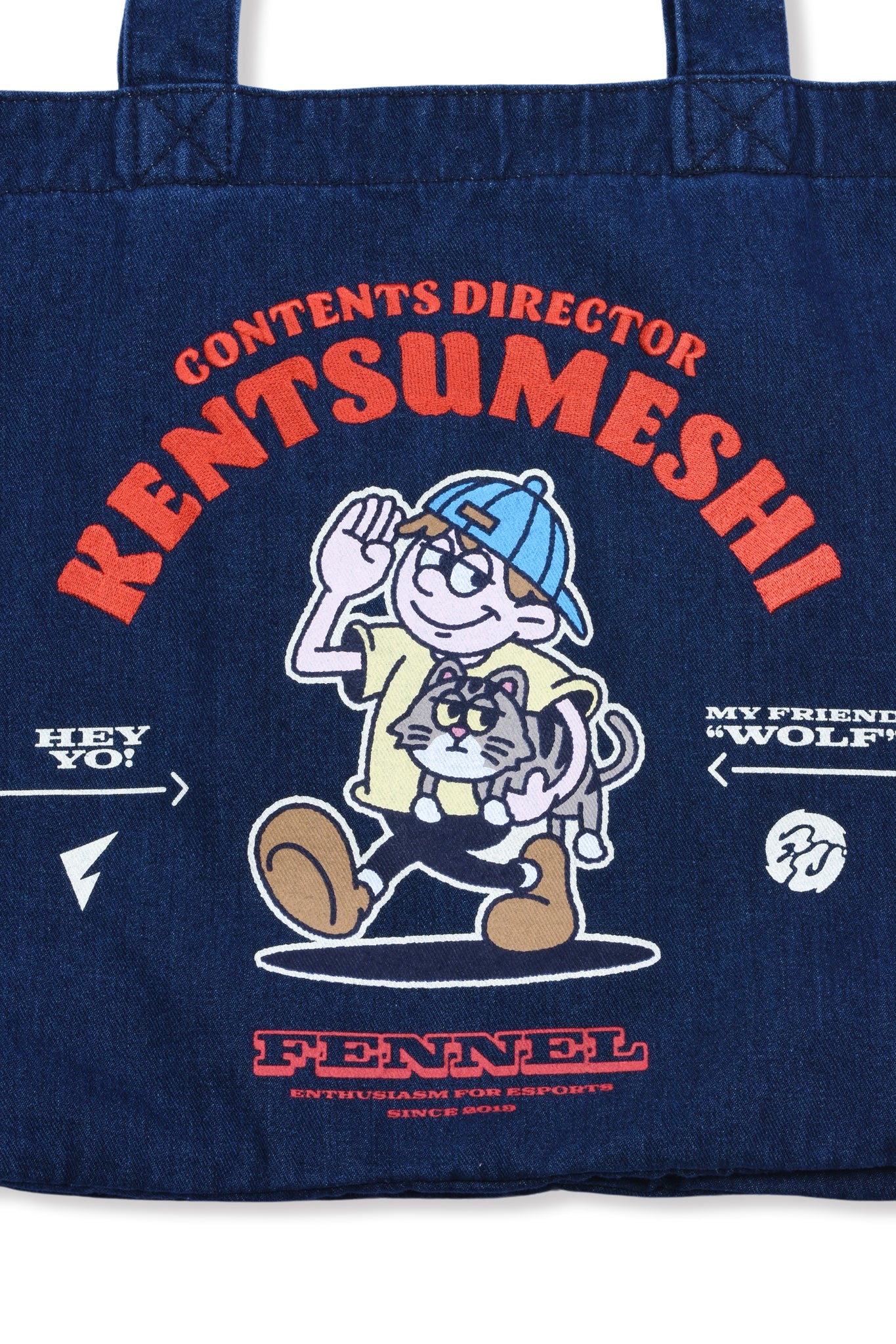 KENTSUMESHI EMBROIDERY DENIM BAG