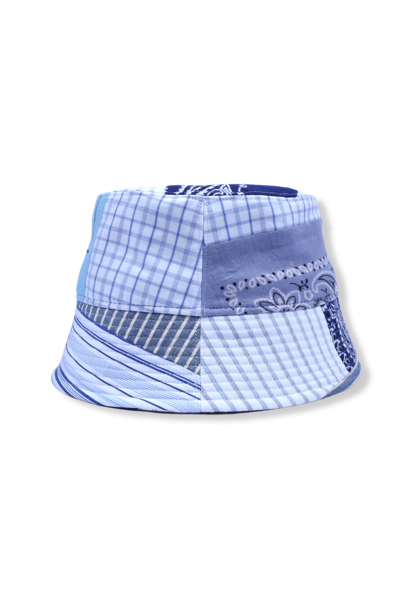 ONE-OFF  BANDANA PATCHWORKED BUCKET HAT/BLUE
