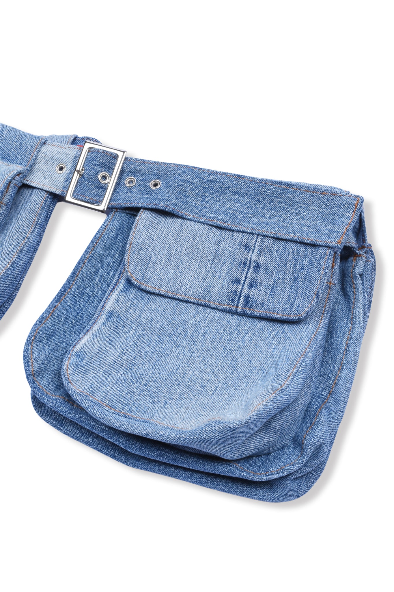 ONE-OFF PATCHWORKED DENIM WEST BAG