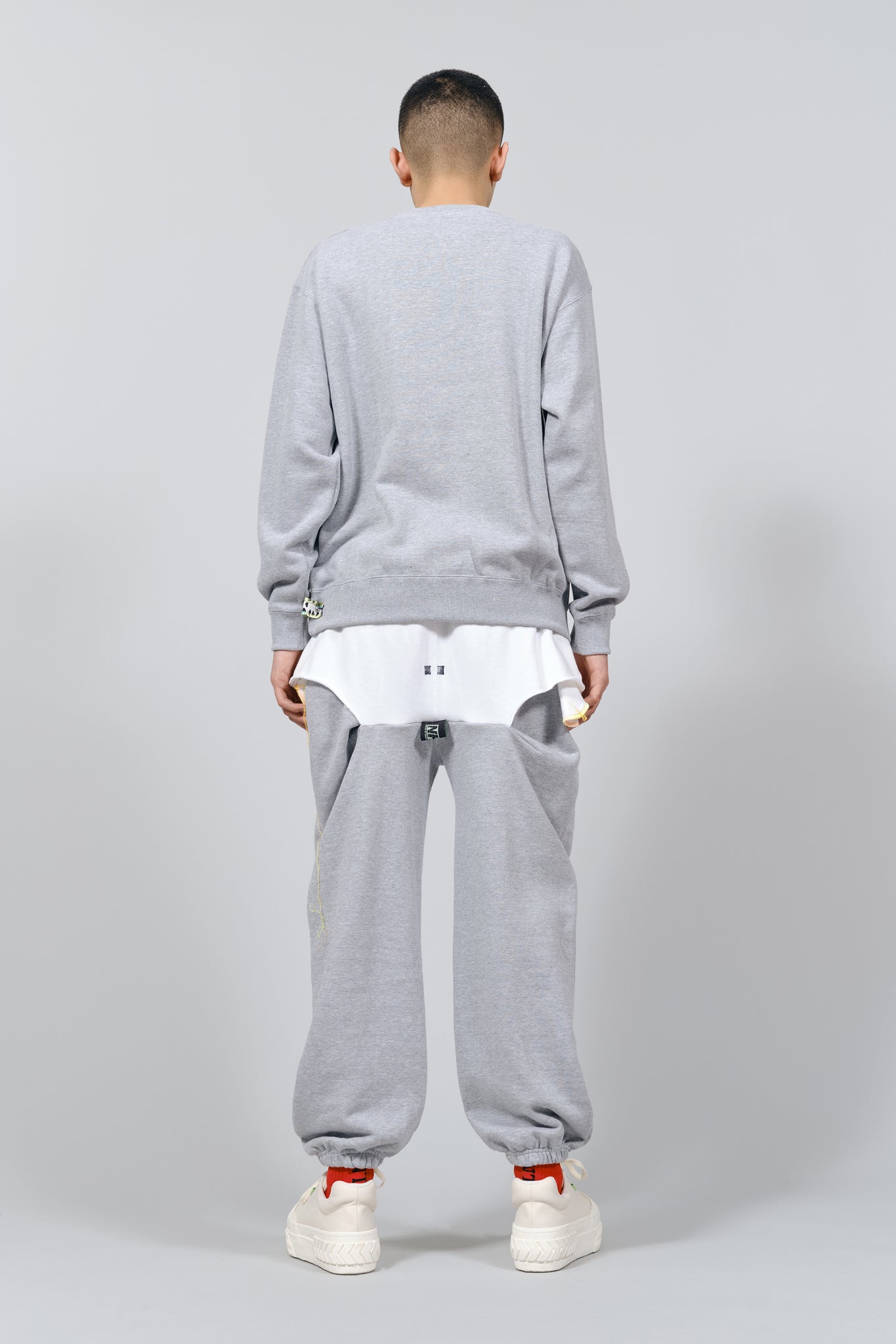 GREY JOGGER WITH WHITE OVER LAYER SHORTS