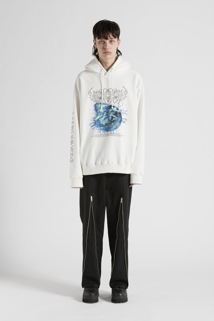 PRINTED HOODIE / WHITE